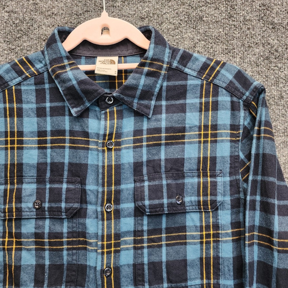 The North Face Men's Plaid Cotton Flannel Button Up Outdoor Hiking Shirt Size M